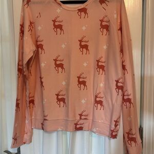 Pink Reindeer Print Sweatshirt